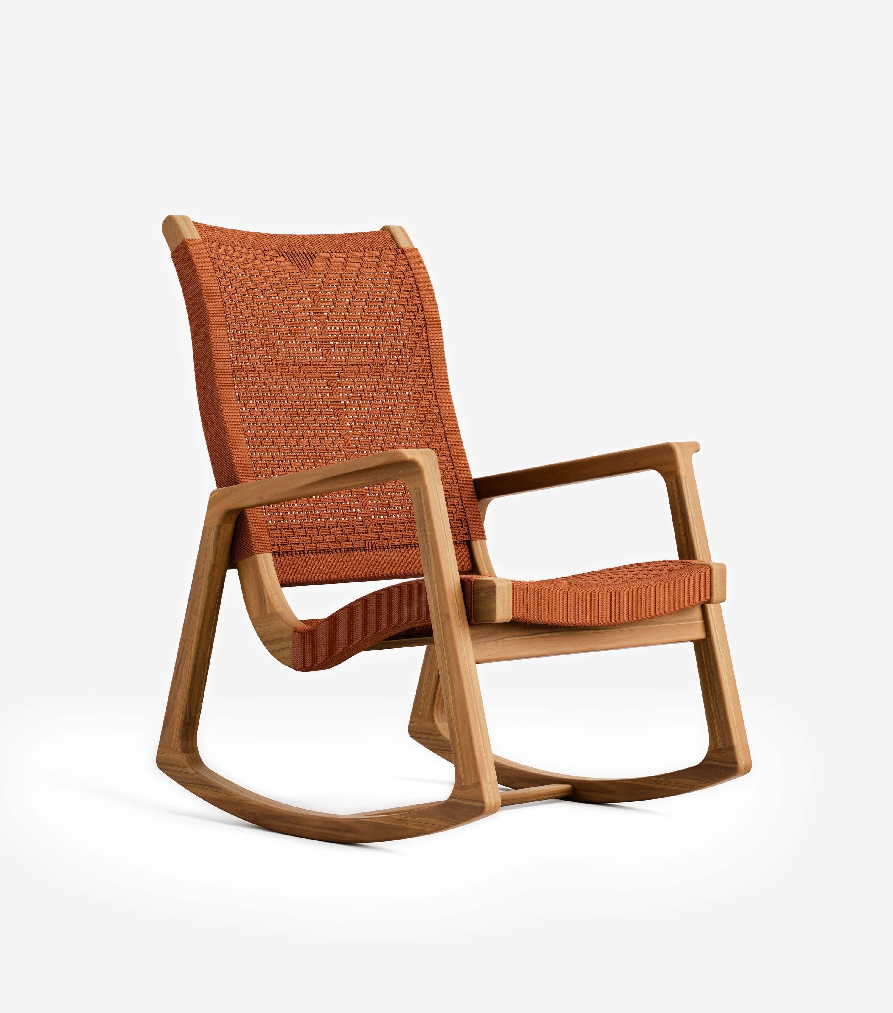 Arenal Outdoor Rocking Chair Woven Rust V Braided Cord | Forever ...